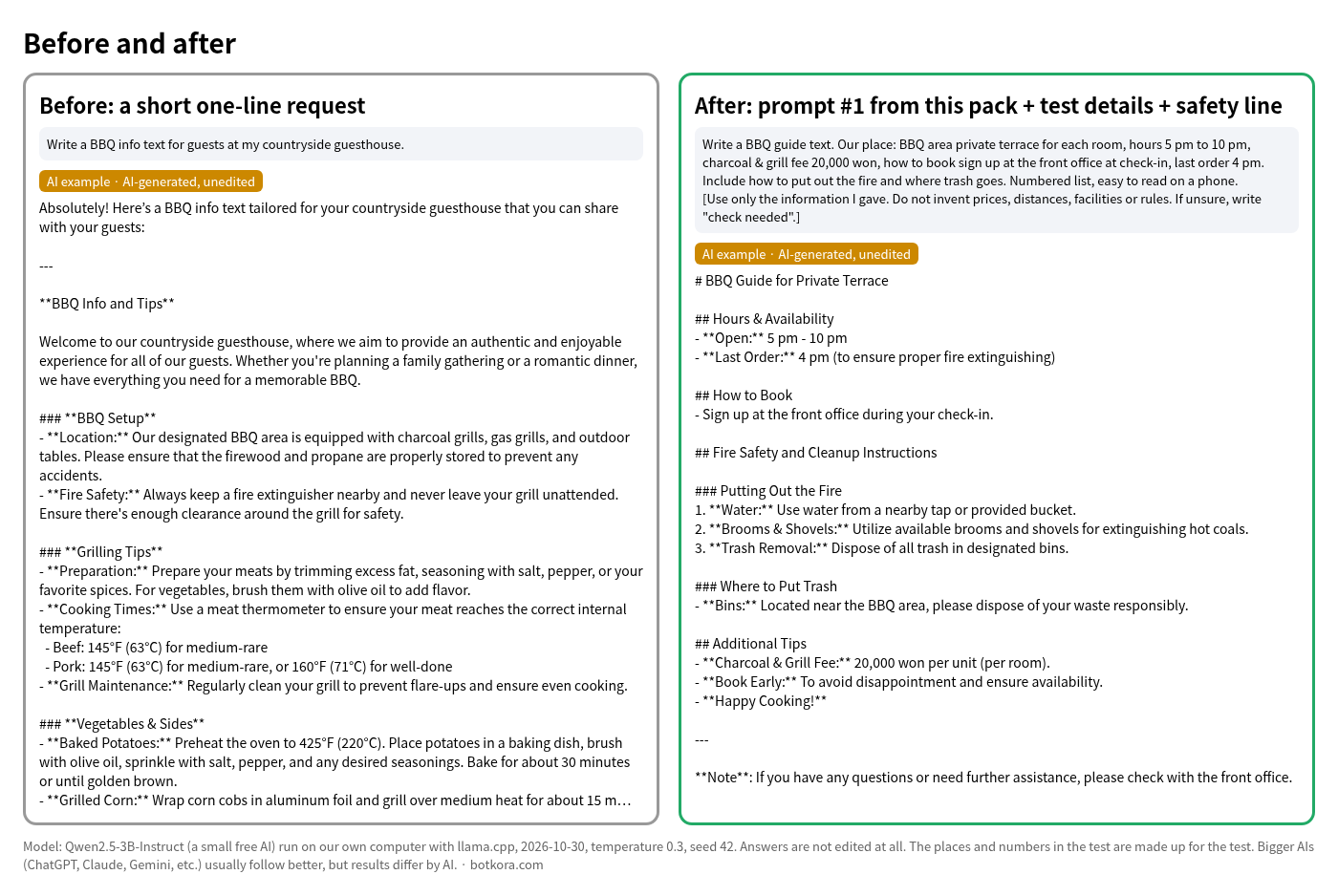 Antes · Depois (teste real) — Pacote IA 60 para pousadas e hostels